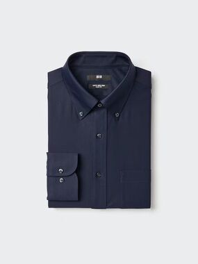 Uniqlo Super Non-Iron Slim Fit long-sleeve dress shirt Sz M Mens Asian Fit